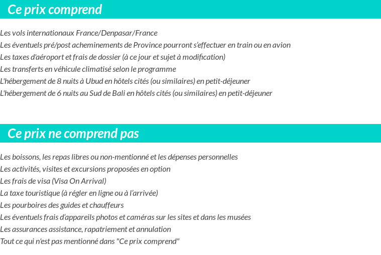 Conditions tarifaires