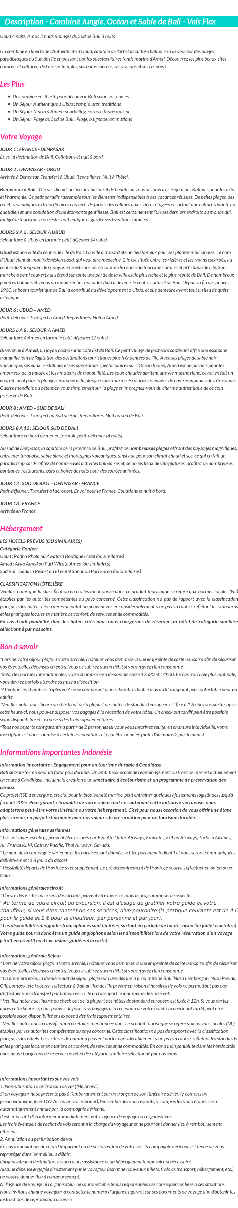 Détails du séjour