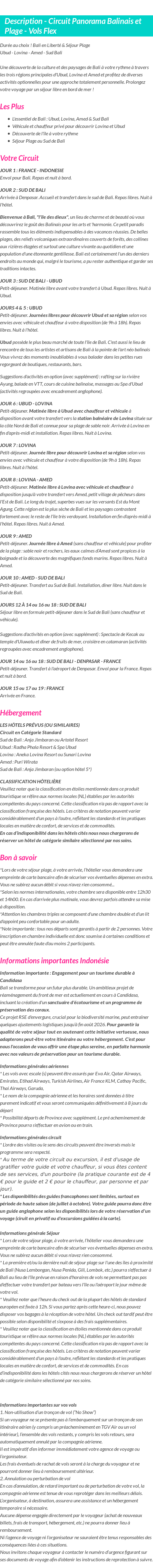 Détails du séjour