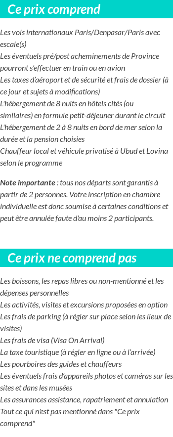 Conditions tarifaires