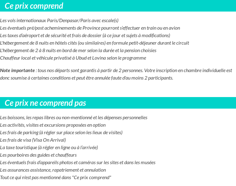 Conditions tarifaires