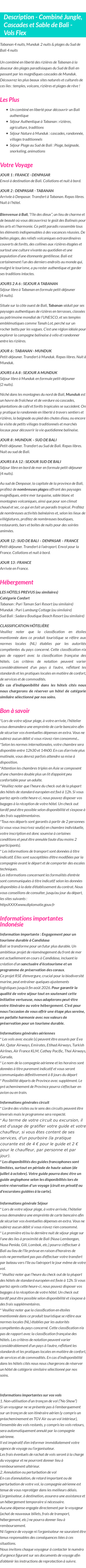 Détails du séjour