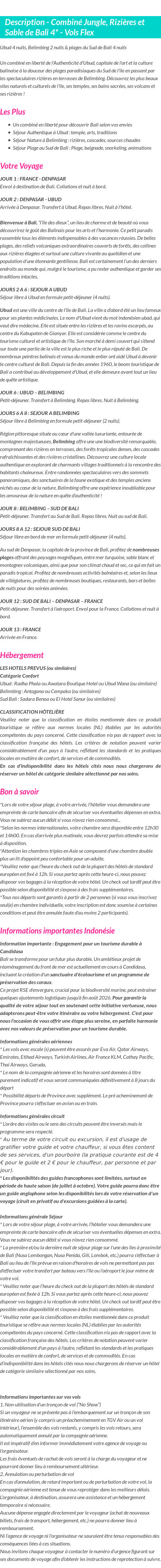 Détails du séjour