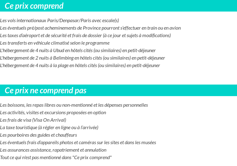 Conditions tarifaires