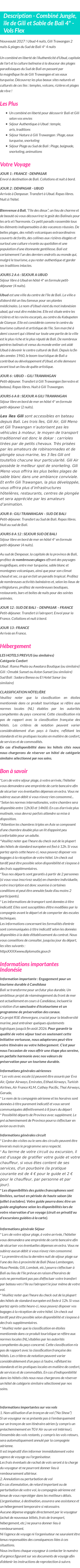 Détails du séjour
