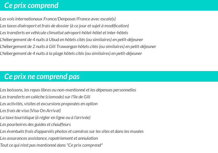 Conditions tarifaires