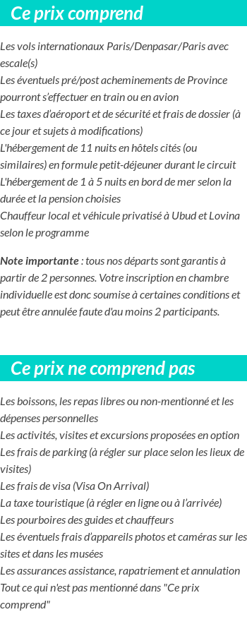 Conditions tarifaires