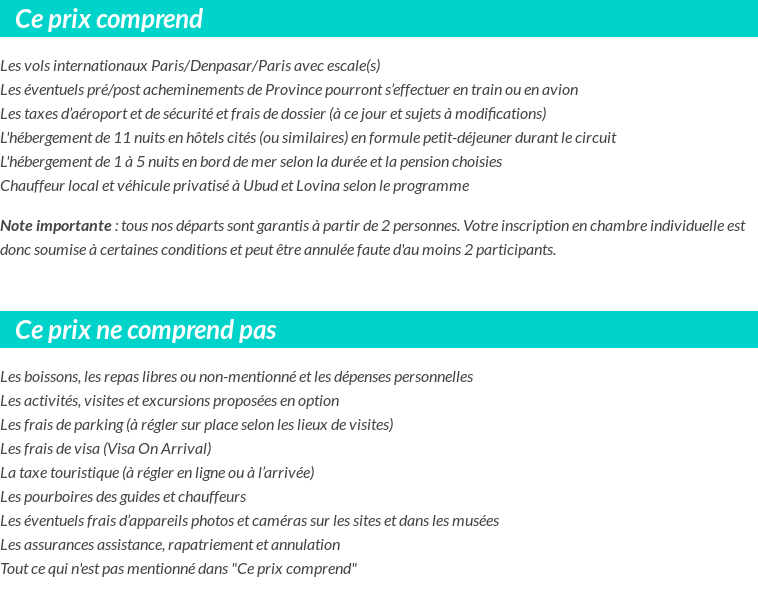 Conditions tarifaires