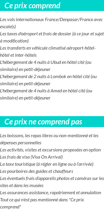 Conditions tarifaires