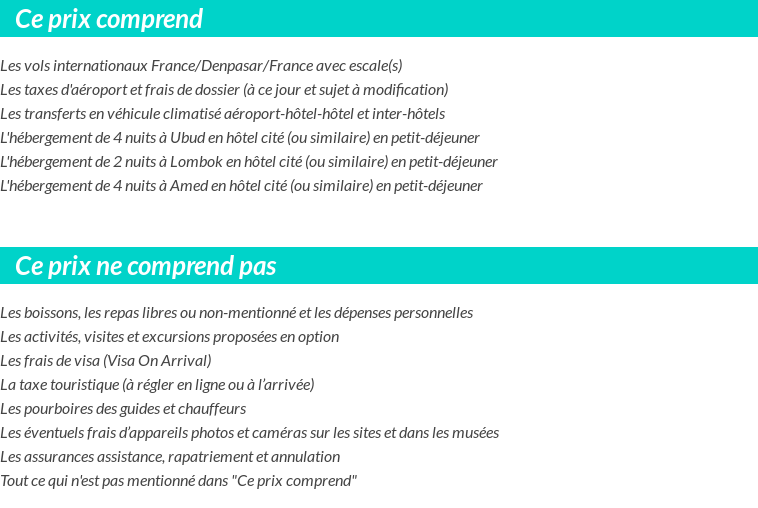 Conditions tarifaires