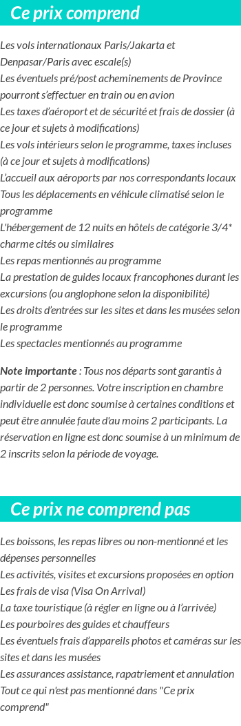 Conditions tarifaires