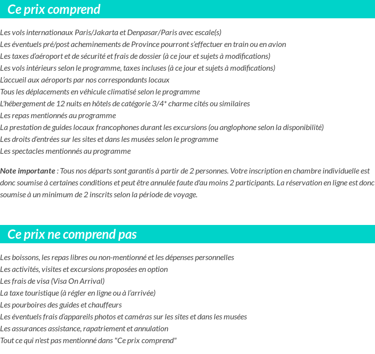 Conditions tarifaires