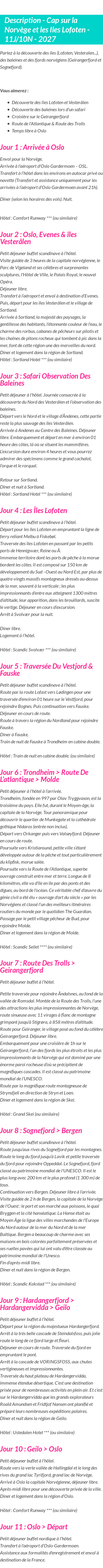 Détails du séjour
