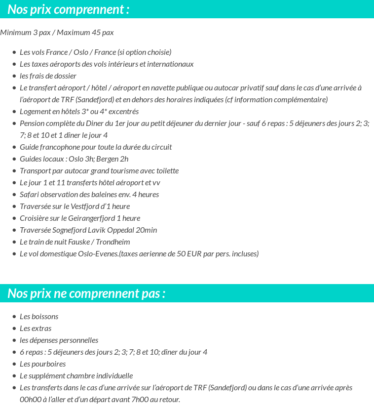 Conditions tarifaires