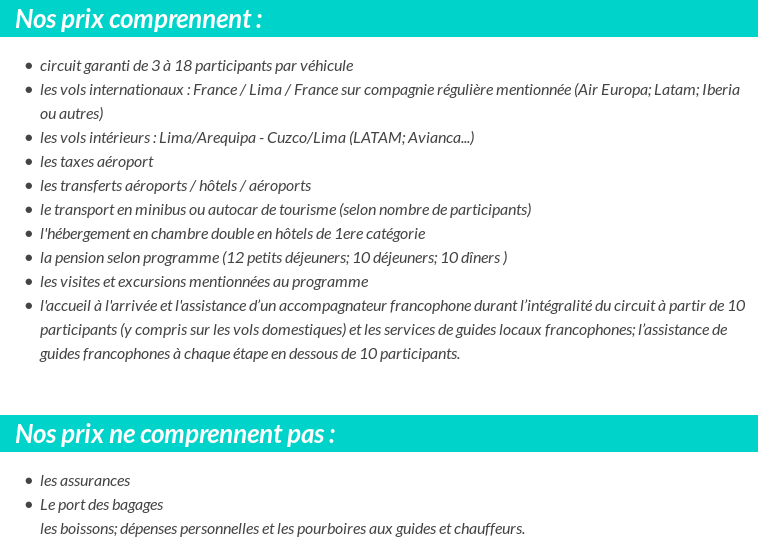 Conditions tarifaires