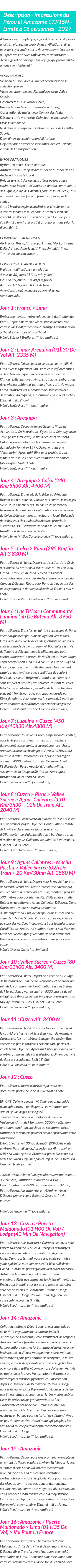 Détails du séjour