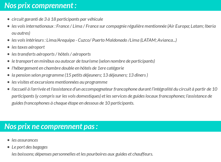 Conditions tarifaires