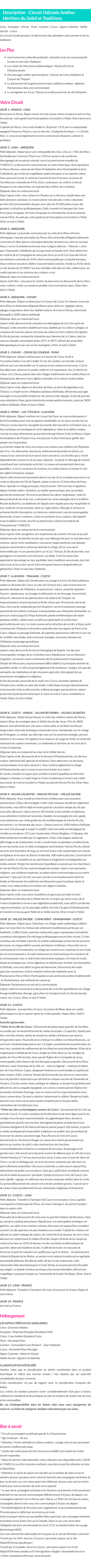 Détails du séjour