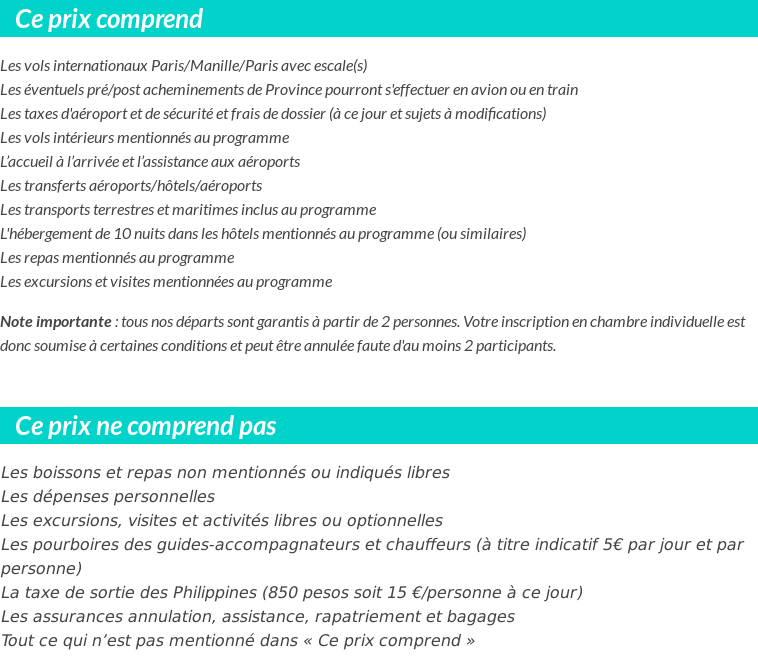 Conditions tarifaires