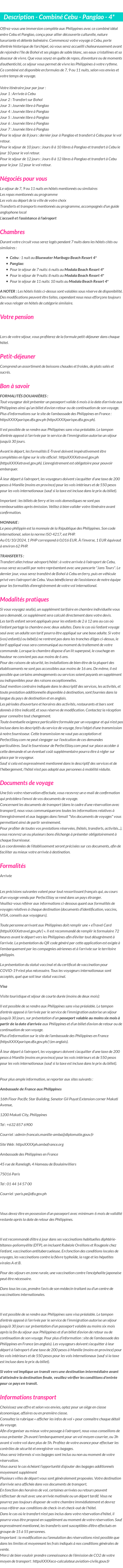 Détails du séjour