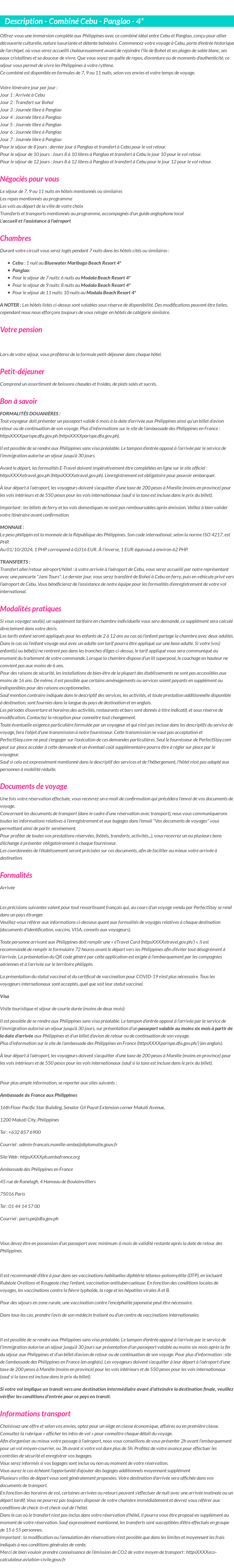 Détails du séjour