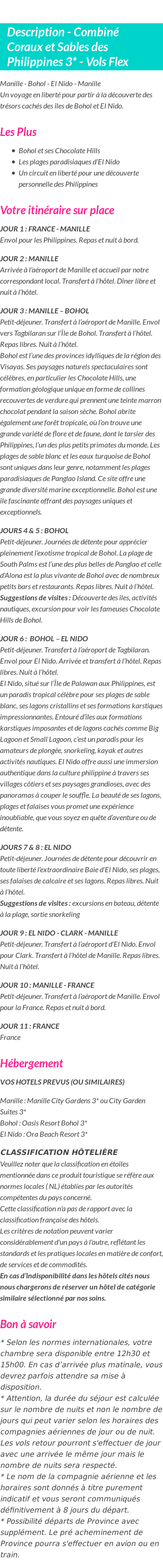 Détails du séjour