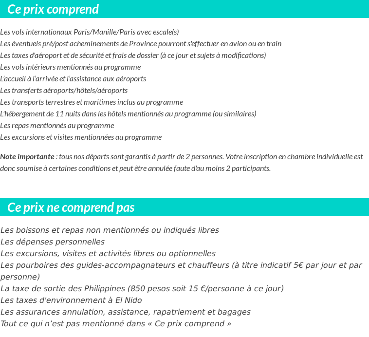 Conditions tarifaires