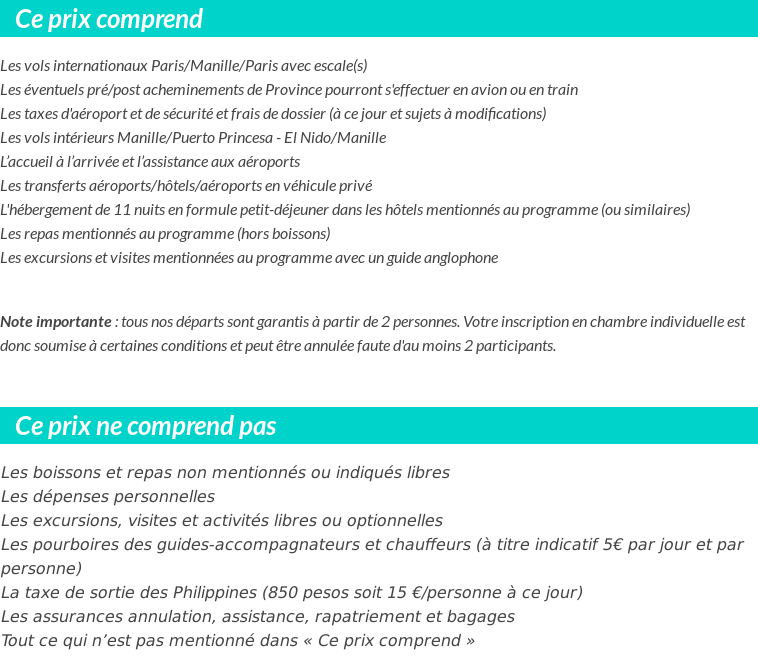 Conditions tarifaires