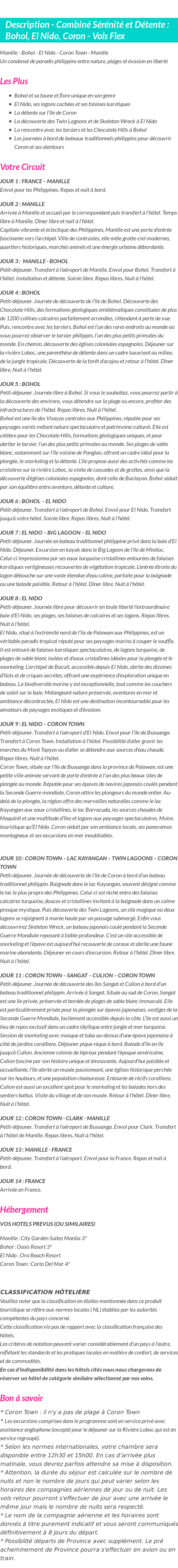 Détails du séjour