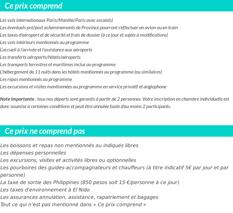 Conditions tarifaires