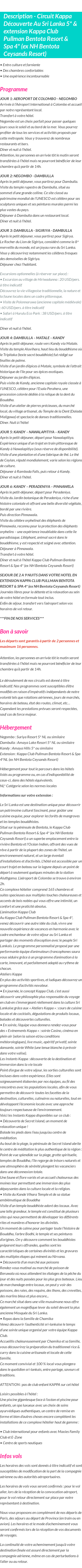 Détails du séjour
