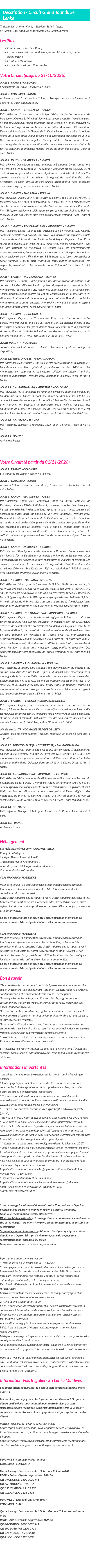 Détails du séjour