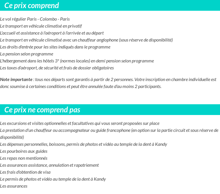 Conditions tarifaires