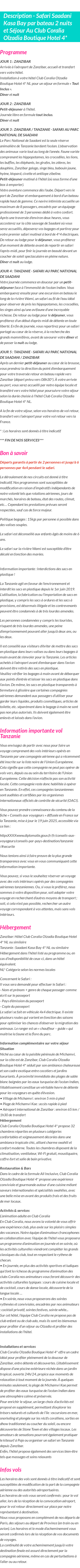Détails du séjour