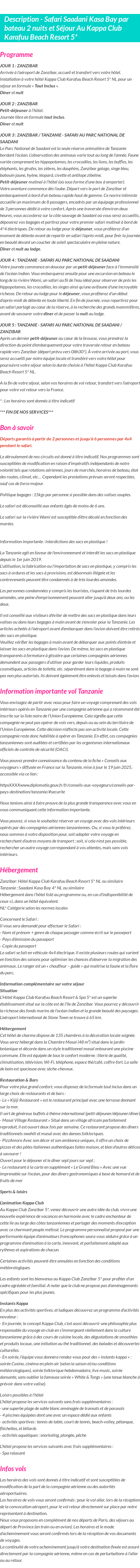 Détails du séjour