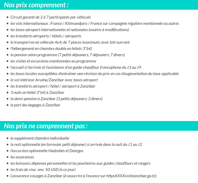 Conditions tarifaires