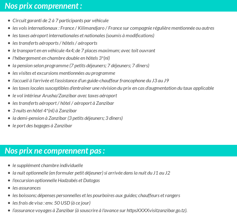 Conditions tarifaires