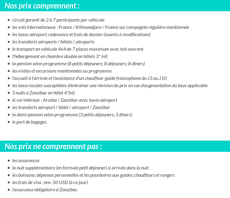 Conditions tarifaires
