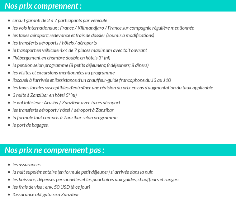 Conditions tarifaires