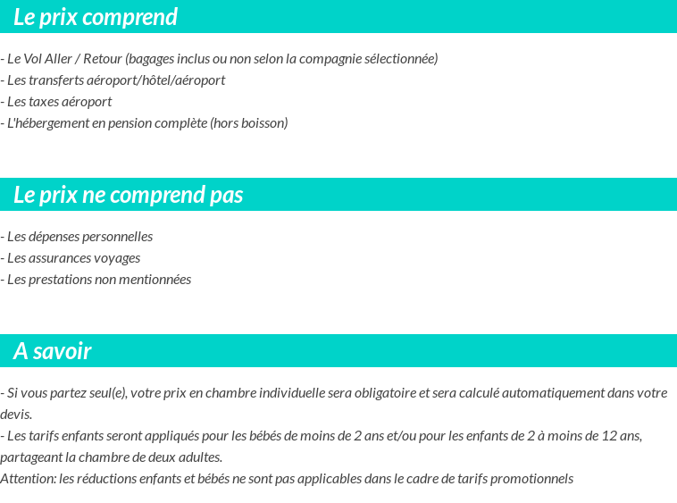 Conditions tarifaires