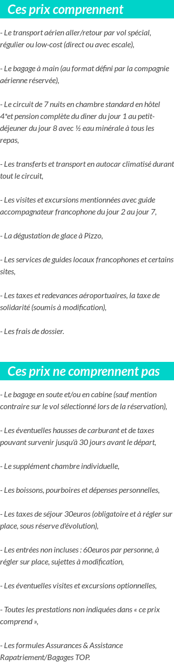 Conditions tarifaires