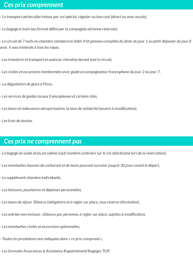 Conditions tarifaires