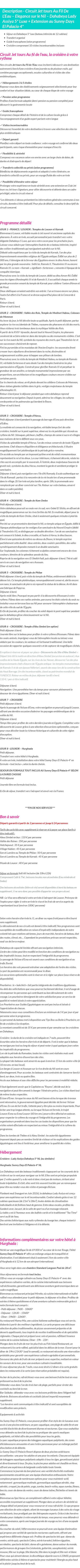 Détails du séjour