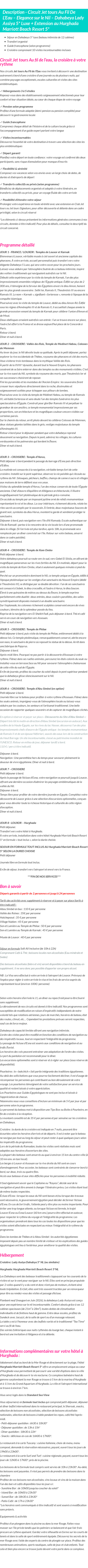 Détails du séjour