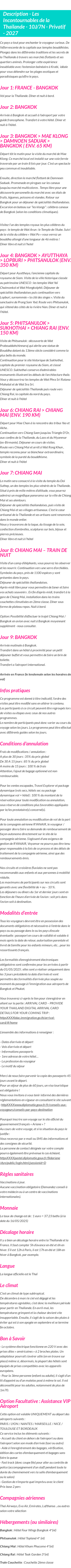 Détails du séjour