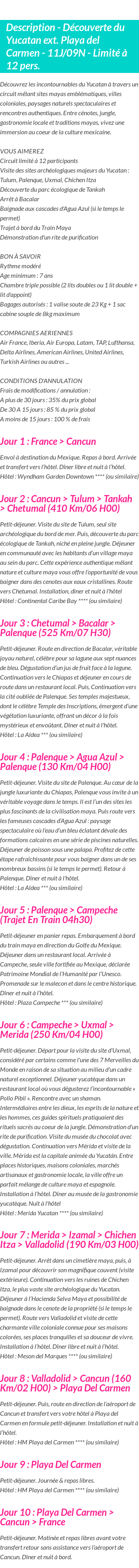 Détails du séjour