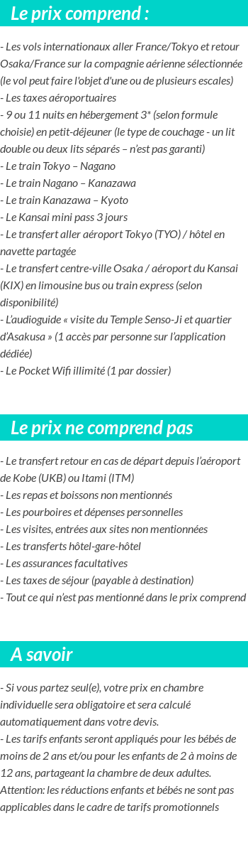 Conditions tarifaires