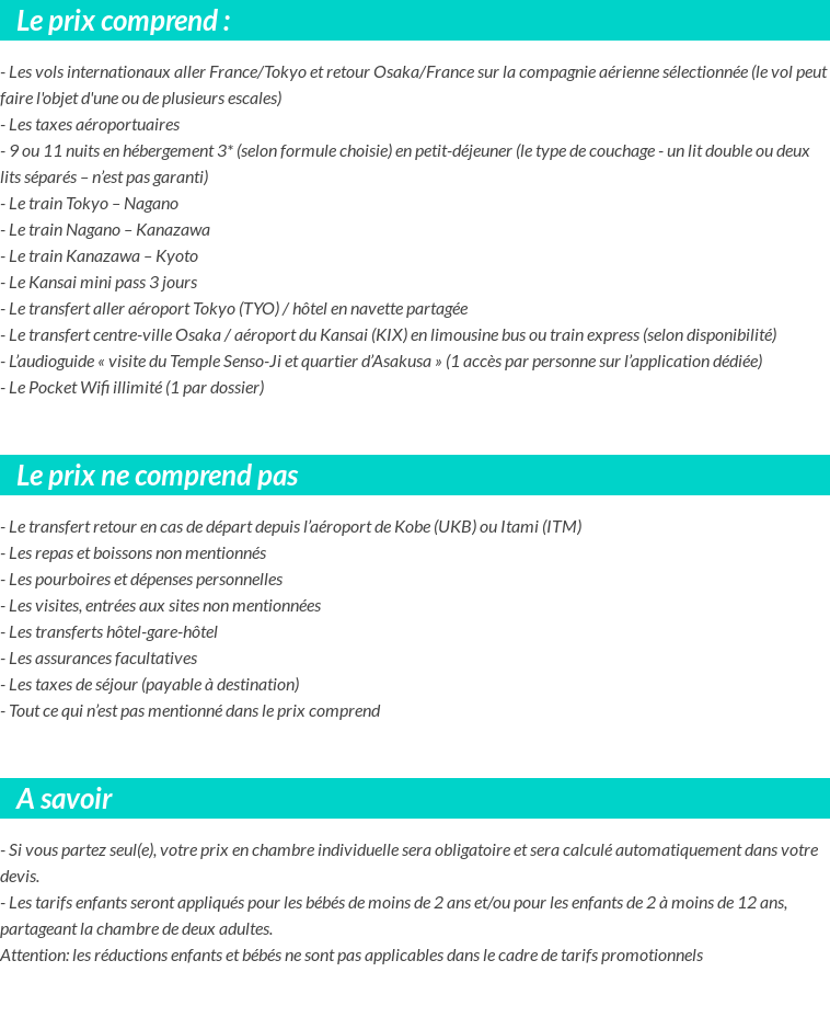 Conditions tarifaires