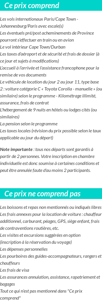 Conditions tarifaires