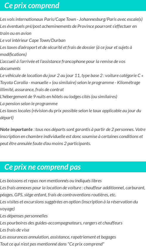 Conditions tarifaires